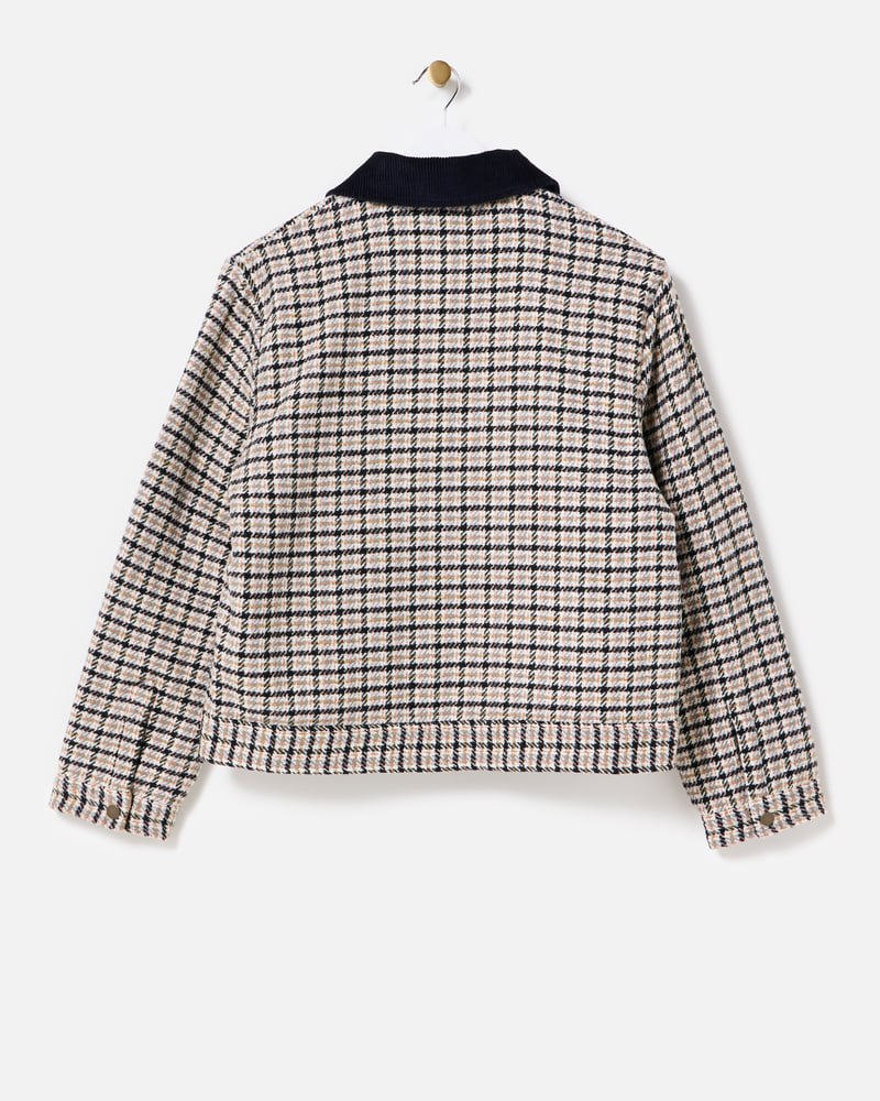 Cream & Black Checked Wool Blend Jacket