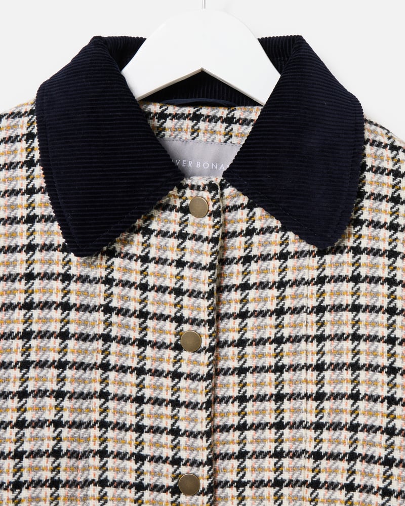 Cream & Black Checked Wool Blend Jacket