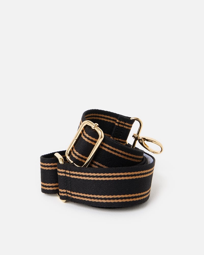 Black & Brown Striped Crossbody Bag Strap