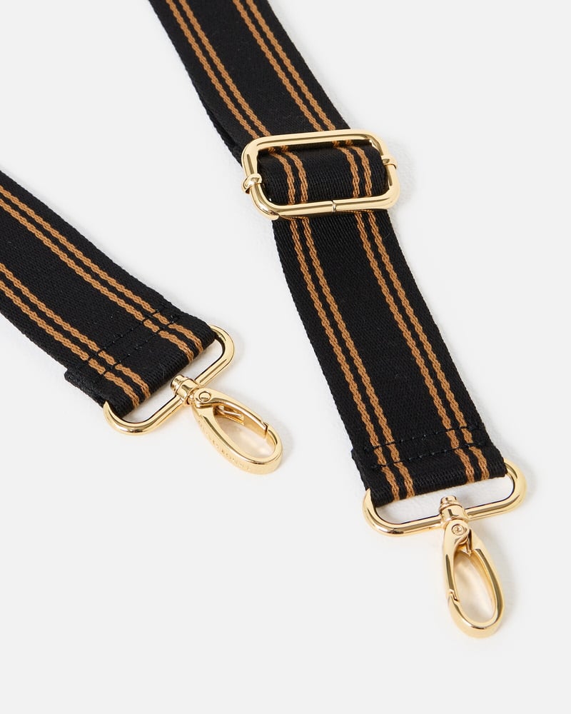 Black & Brown Striped Crossbody Bag Strap