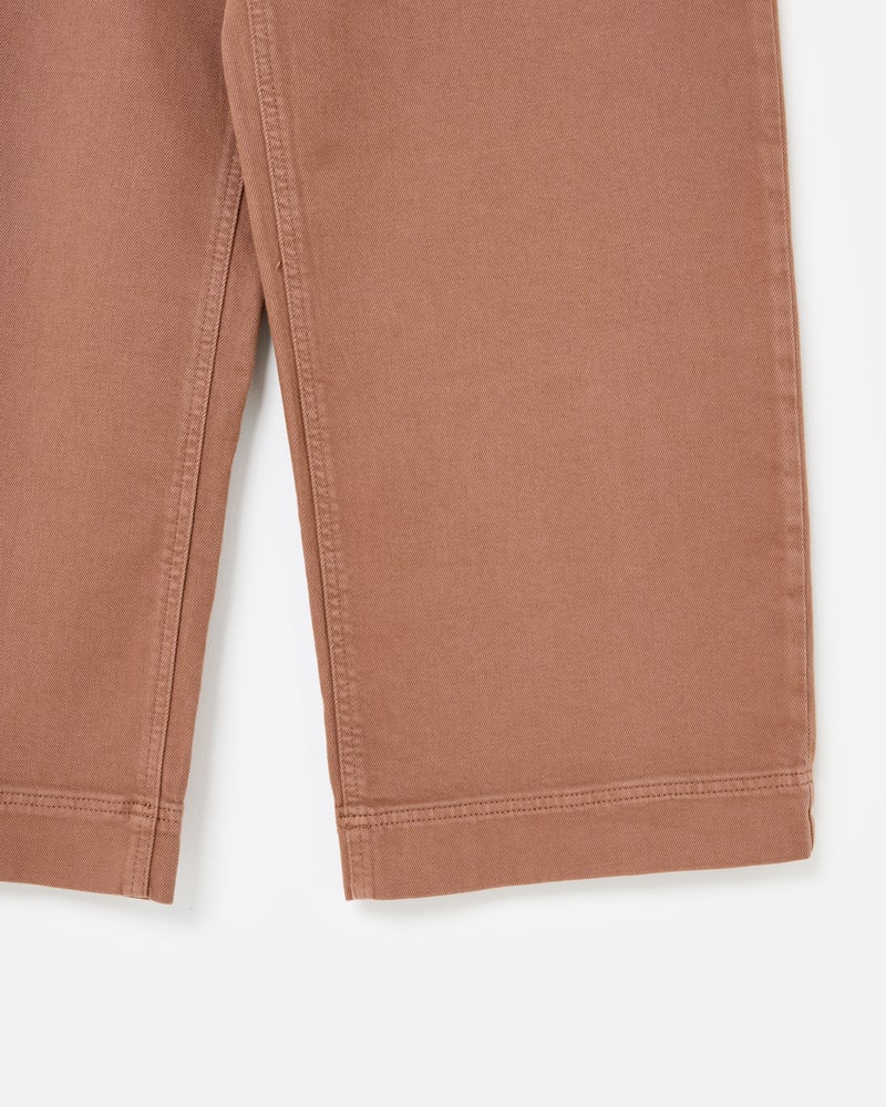 Mocha Brown Scalloped Pocket Cropped Wide Leg Jeans