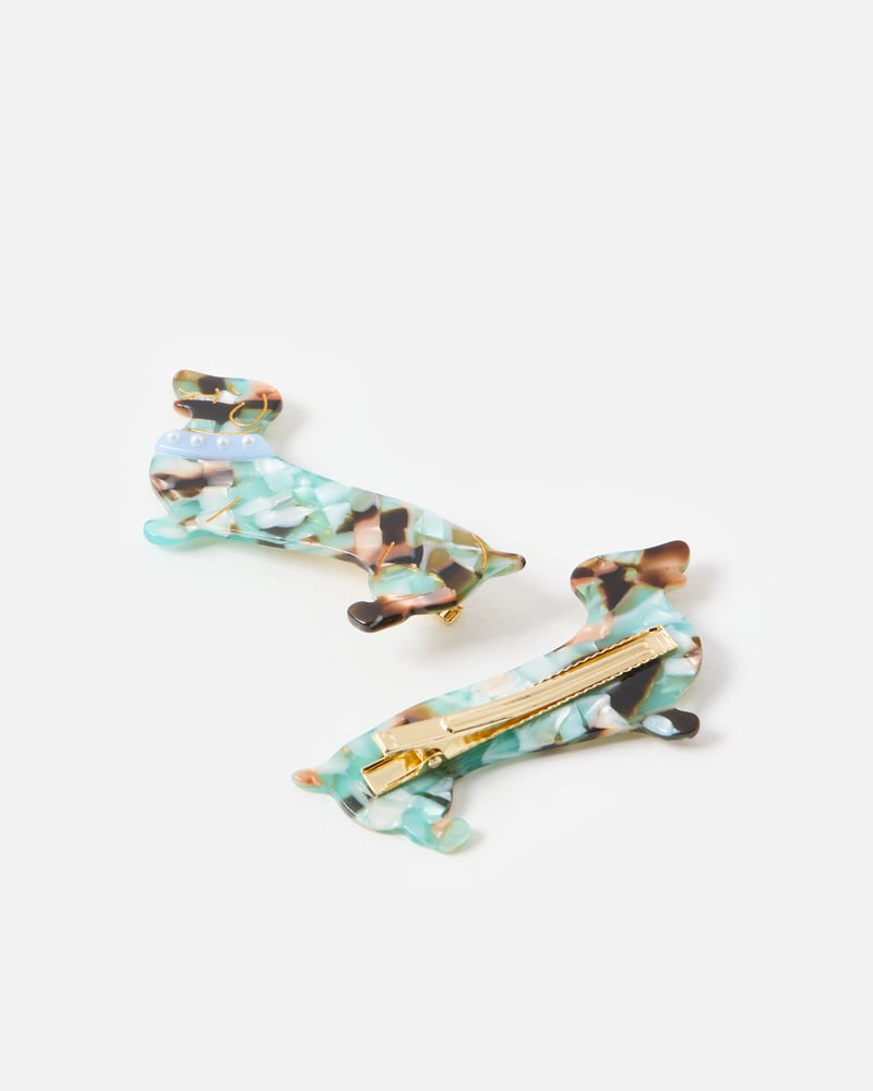 Bruno Faux Tortoiseshell Dachshund Hair Clips Set of Two