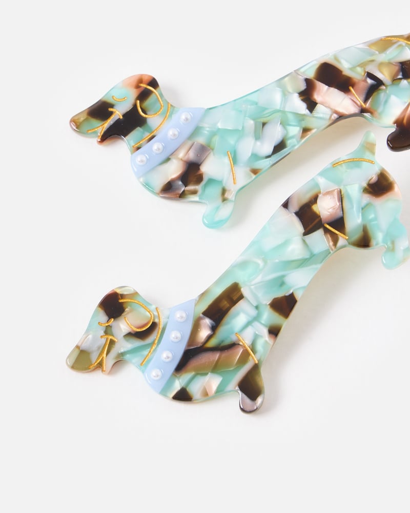 Bruno Faux Tortoiseshell Dachshund Hair Clips Set of Two