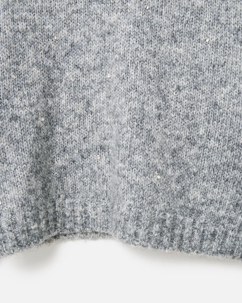 Grey Marl Studded Crew Neck Knitted Jumper