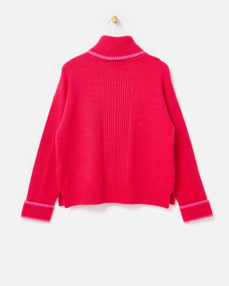 Hot Pink Roll Neck Knitted Jumper