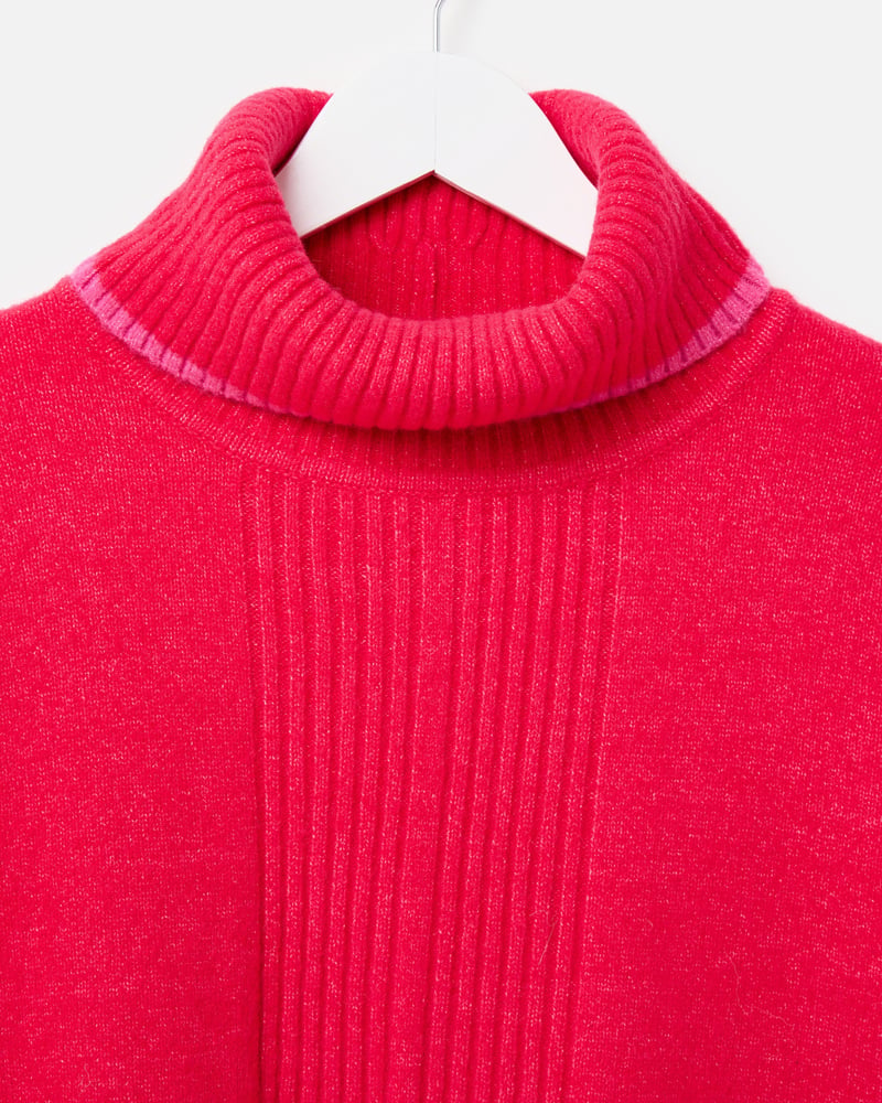 Hot Pink Roll Neck Knitted Jumper