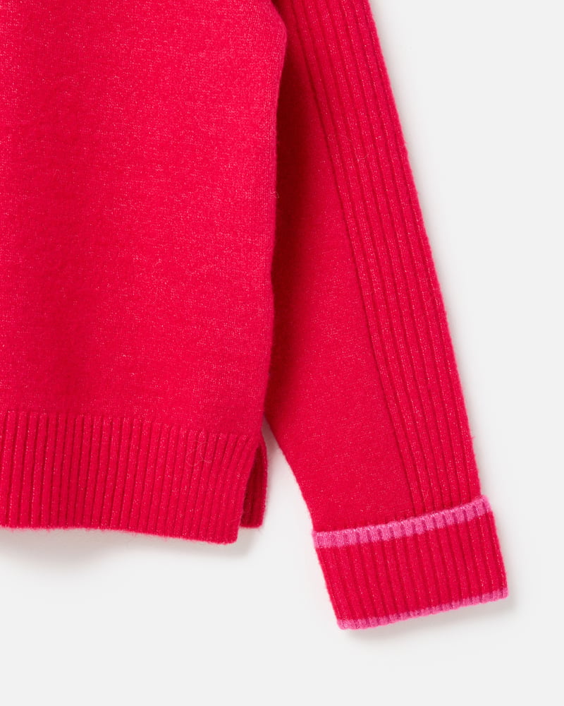 Hot Pink Roll Neck Knitted Jumper