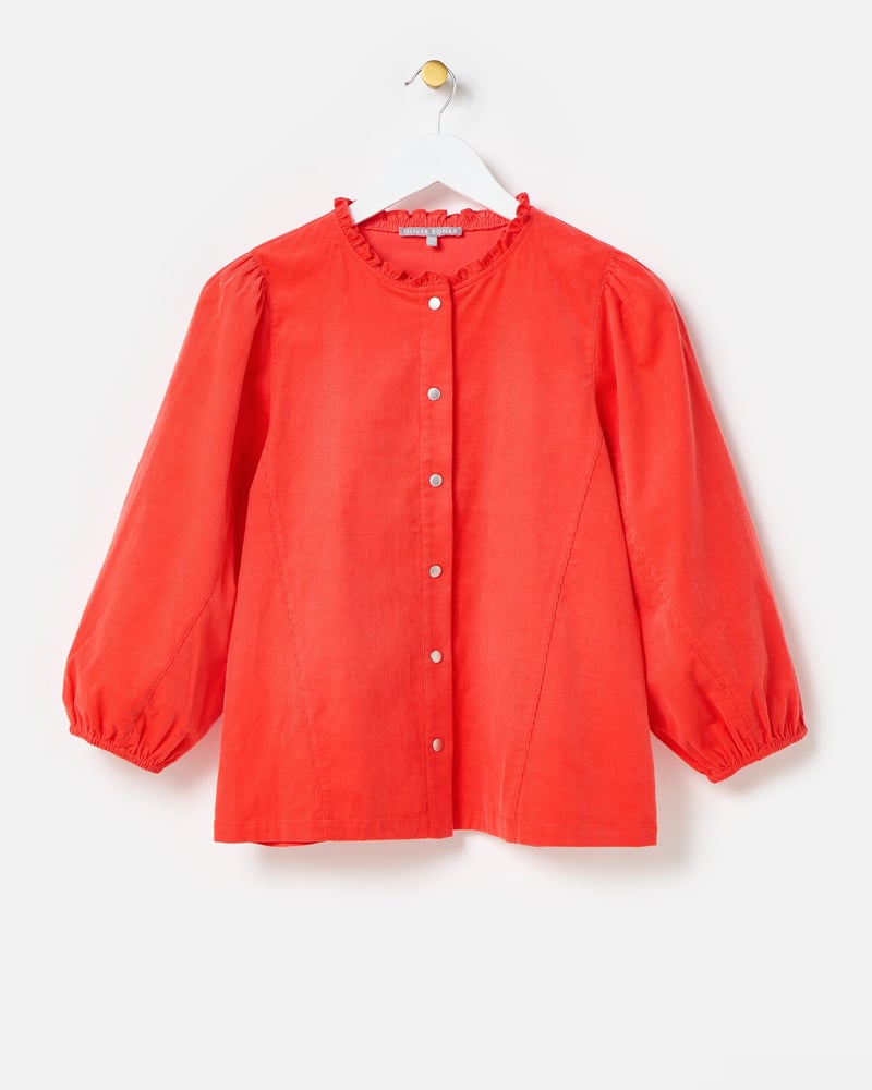 Pink Corduroy Frill Collar Shirt