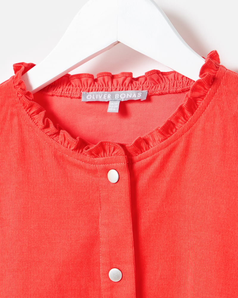 Pink Corduroy Frill Collar Shirt