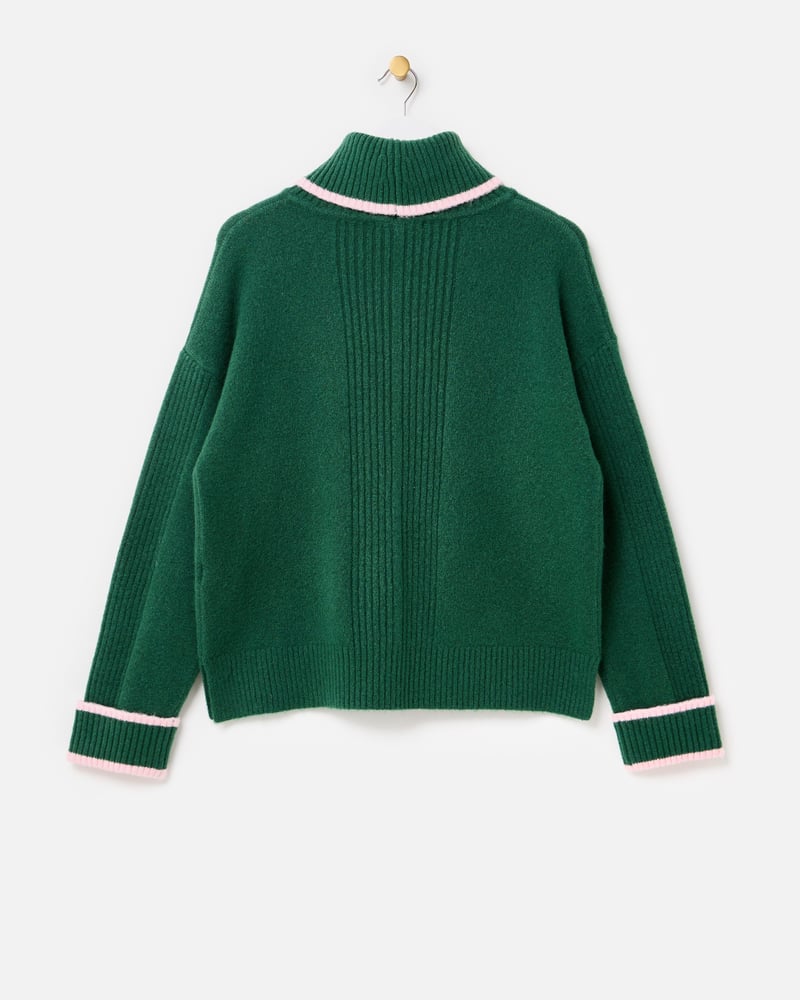 Dark Green Roll Neck Knitted Jumper