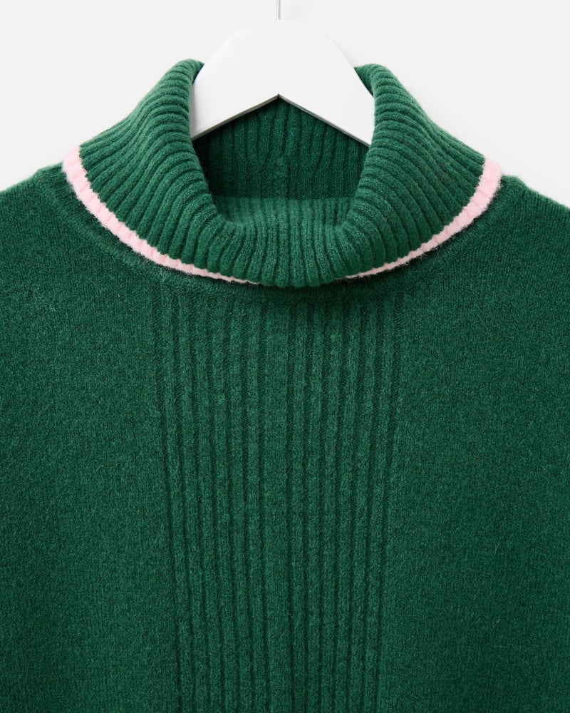 Dark Green Roll Neck Knitted Jumper