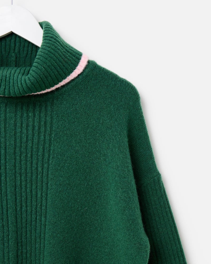 Dark Green Roll Neck Knitted Jumper
