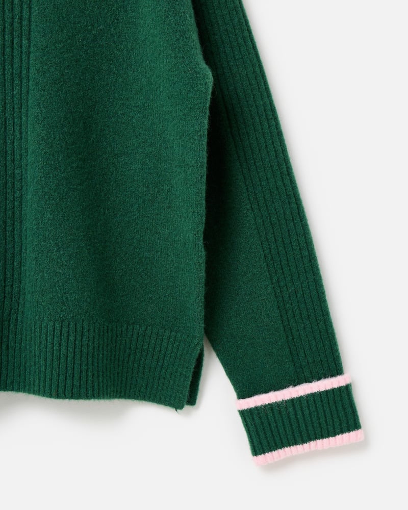 Dark Green Roll Neck Knitted Jumper