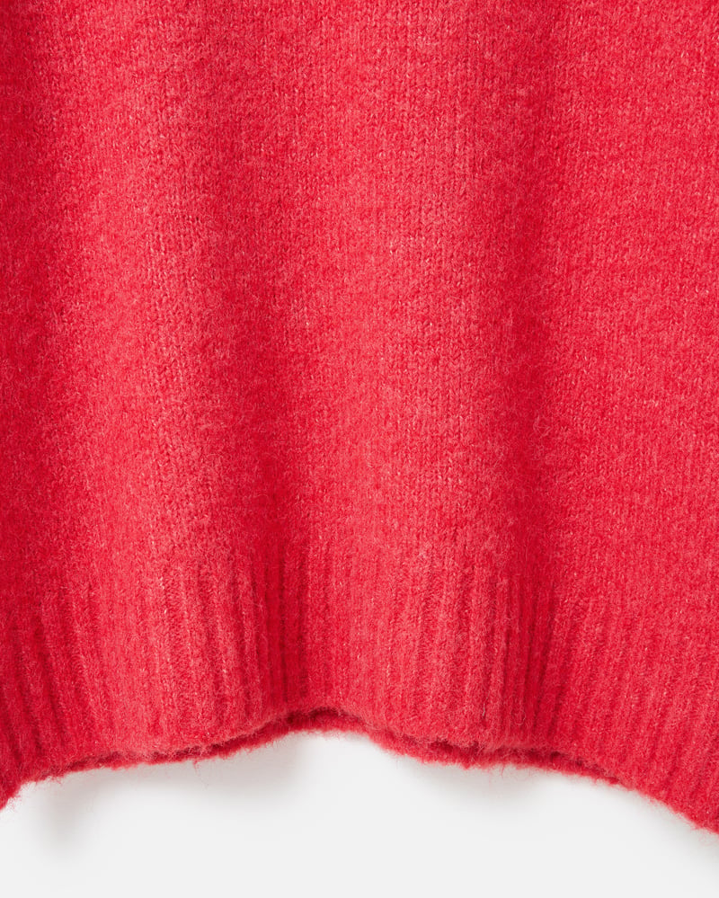 Red Colour Block Funnel Neck Knitted Jumper