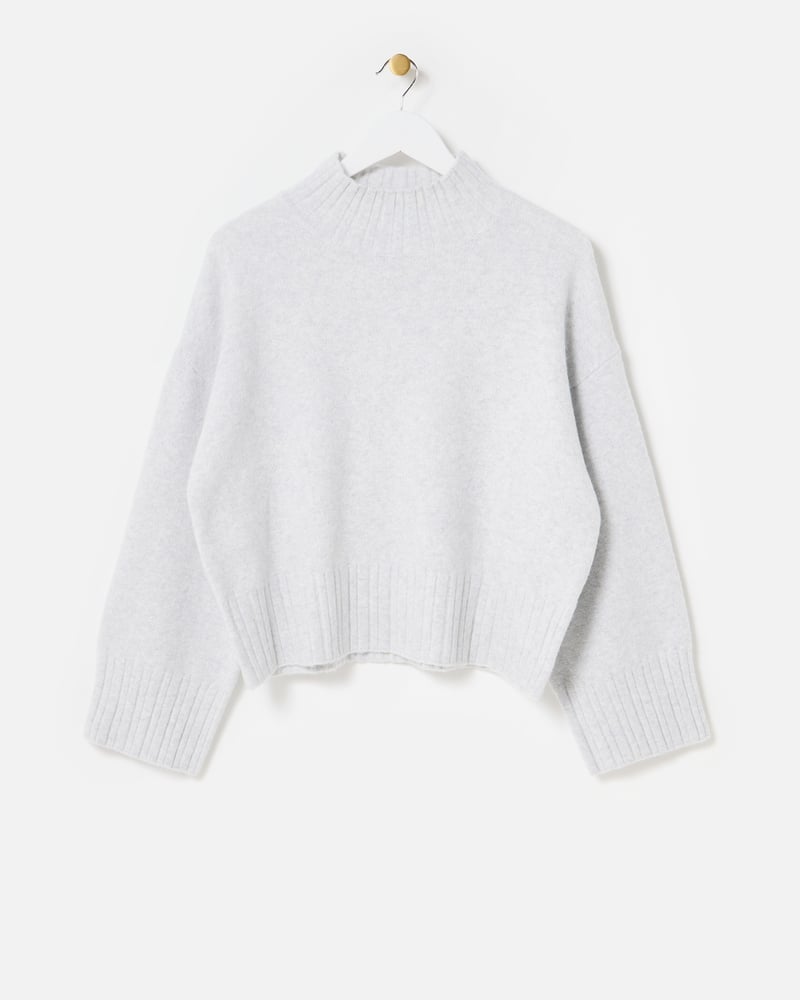 Grey Sparkle Funnel Neck Knitted Jumper