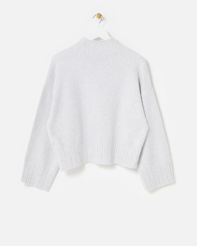 Grey Sparkle Funnel Neck Knitted Jumper