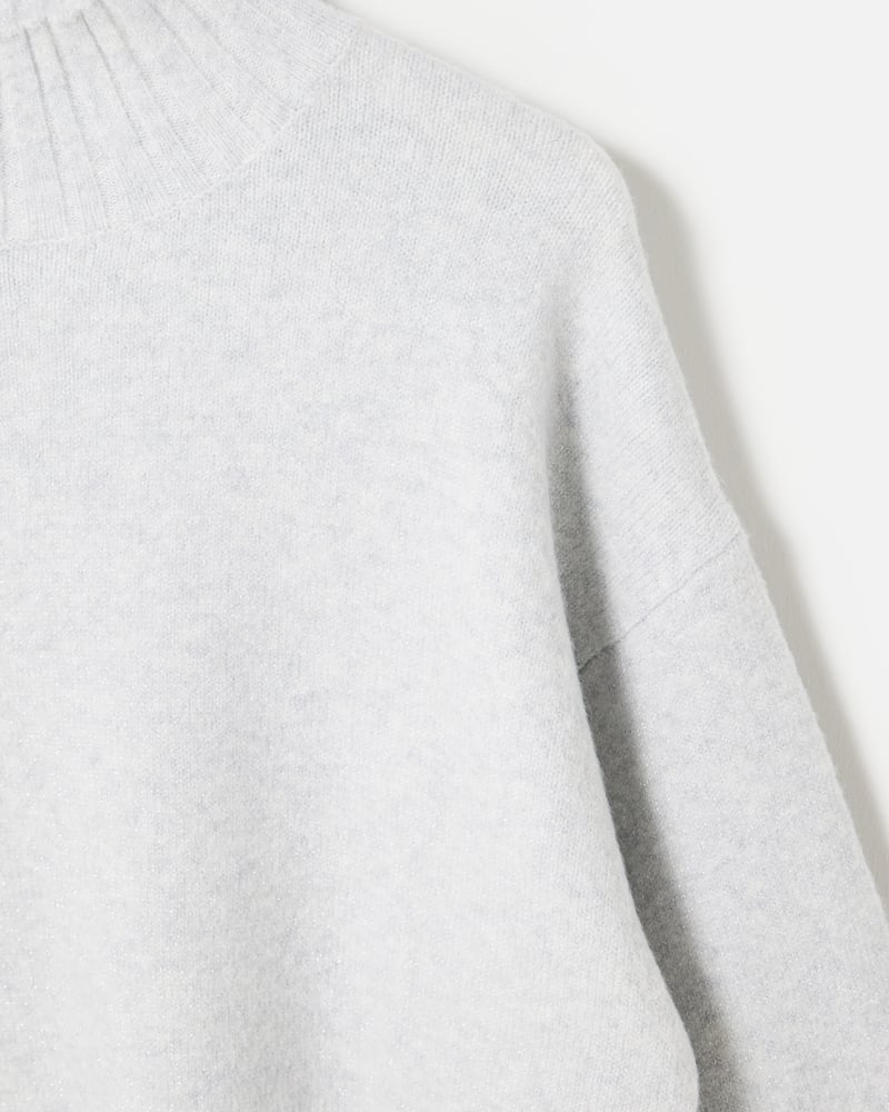Grey Sparkle Funnel Neck Knitted Jumper