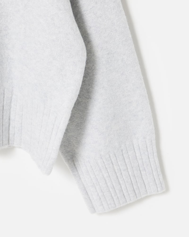 Grey Sparkle Funnel Neck Knitted Jumper