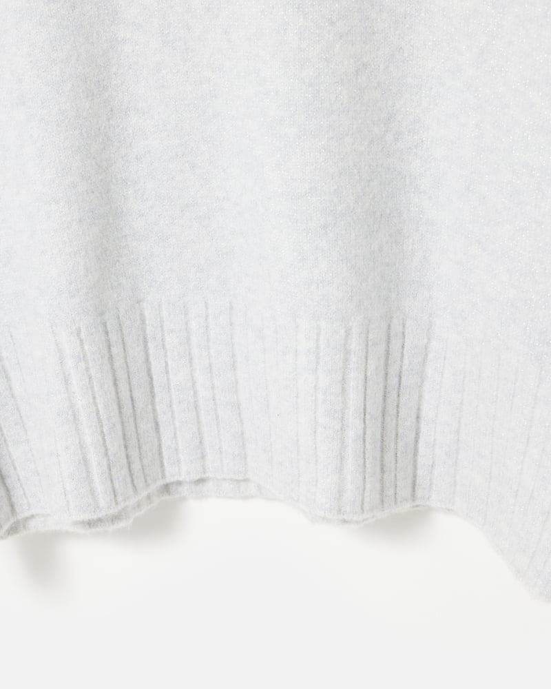 Grey Sparkle Funnel Neck Knitted Jumper