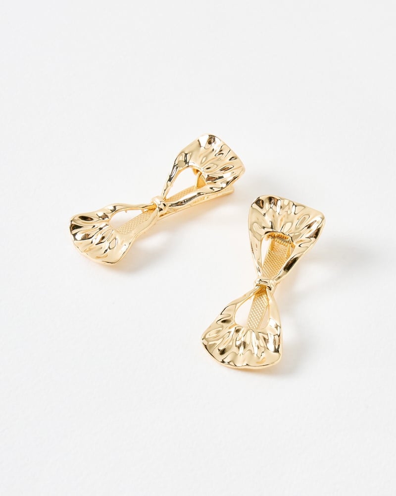 Carla Gold Tone Metal Bow Hair Clips Set of Two