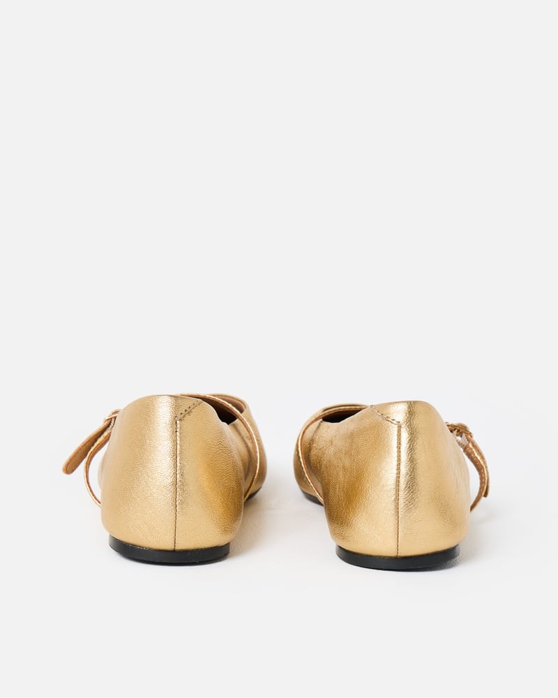 Gold Metallic Square Toe Ballet Flats
