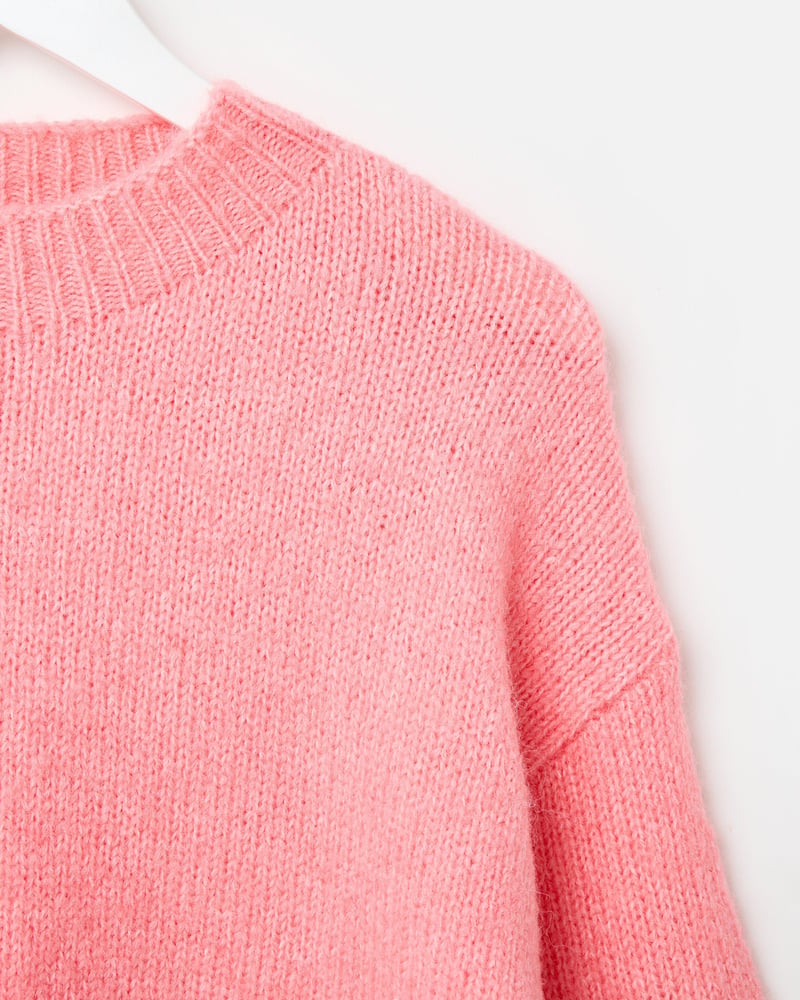 Light Pink Crew Neck Knitted Jumper