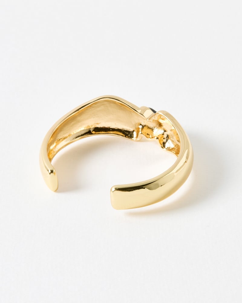 Blair Gold Tone Black Enamel Heart Chunky Cuff Bangle