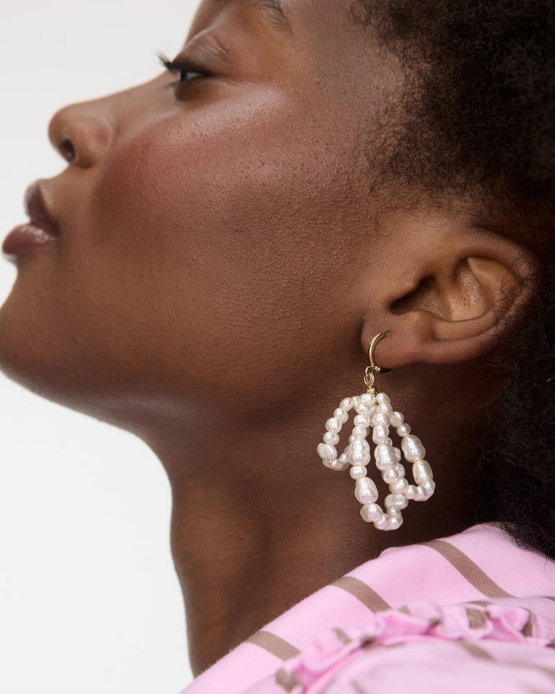Izabel Faux Pearl Loops Statement Earrings