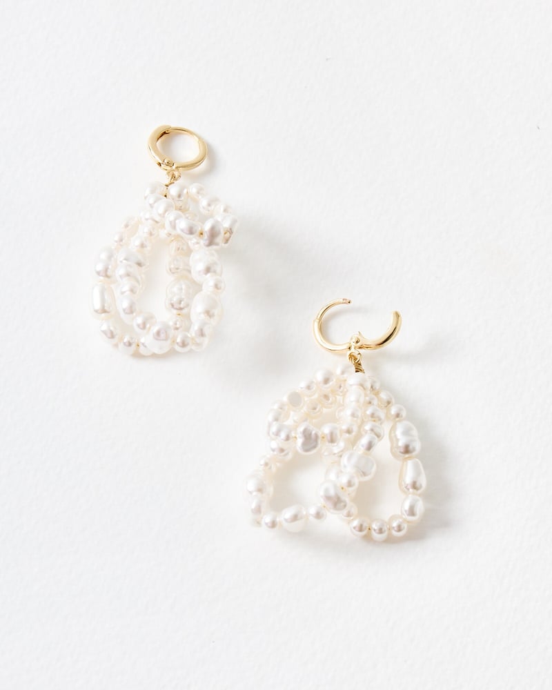 Izabel Faux Pearl Loops Statement Earrings