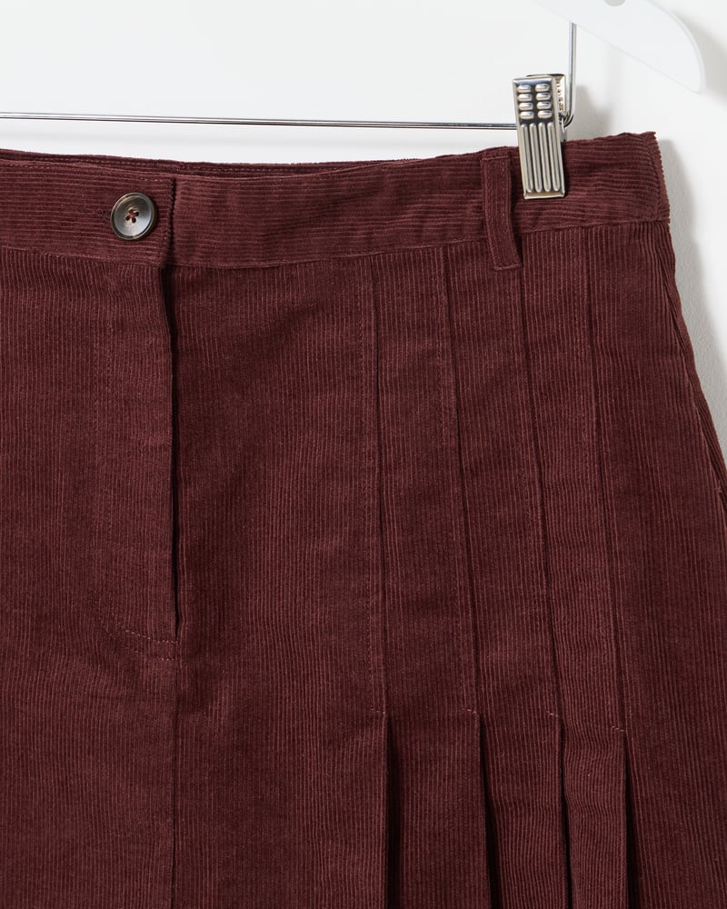 Brown Corduroy Pleated Mini Skirt