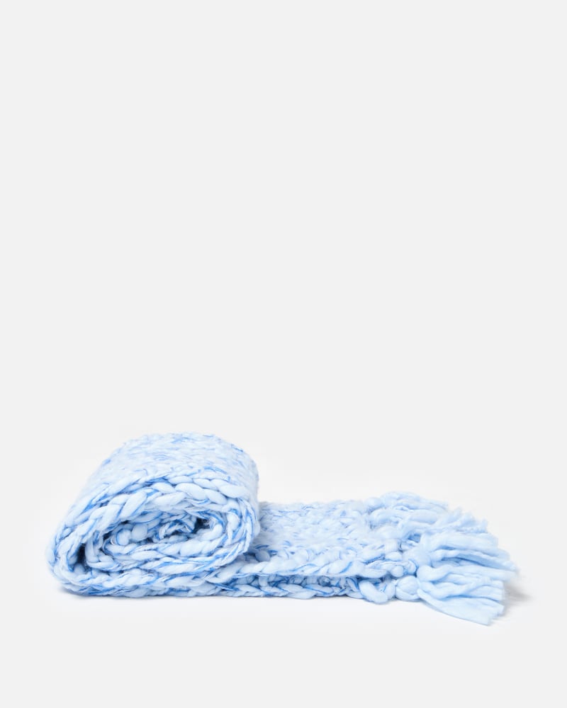 Light Blue Chunky Knitted Tassel Scarf