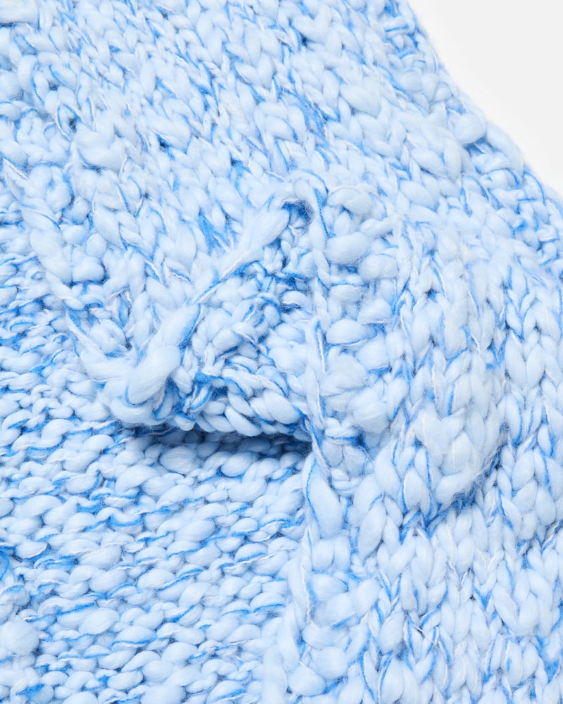 Light Blue Chunky Knitted Tassel Scarf