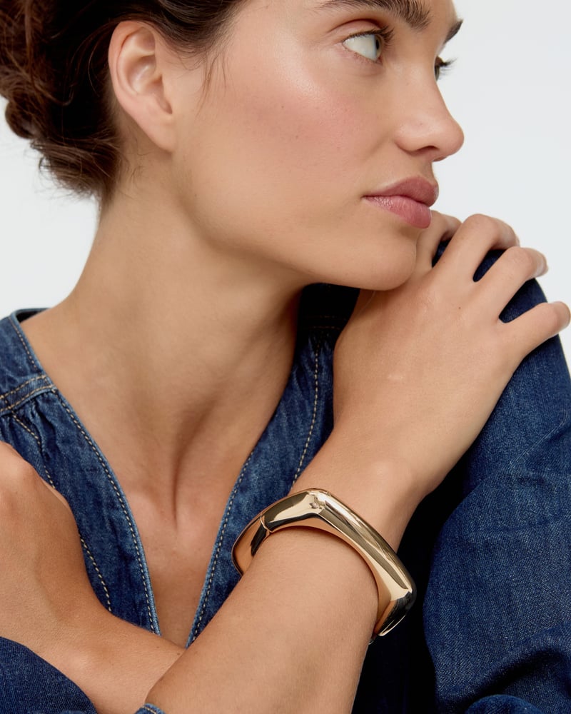 Casey Shiny Gold Tone Square Bangle