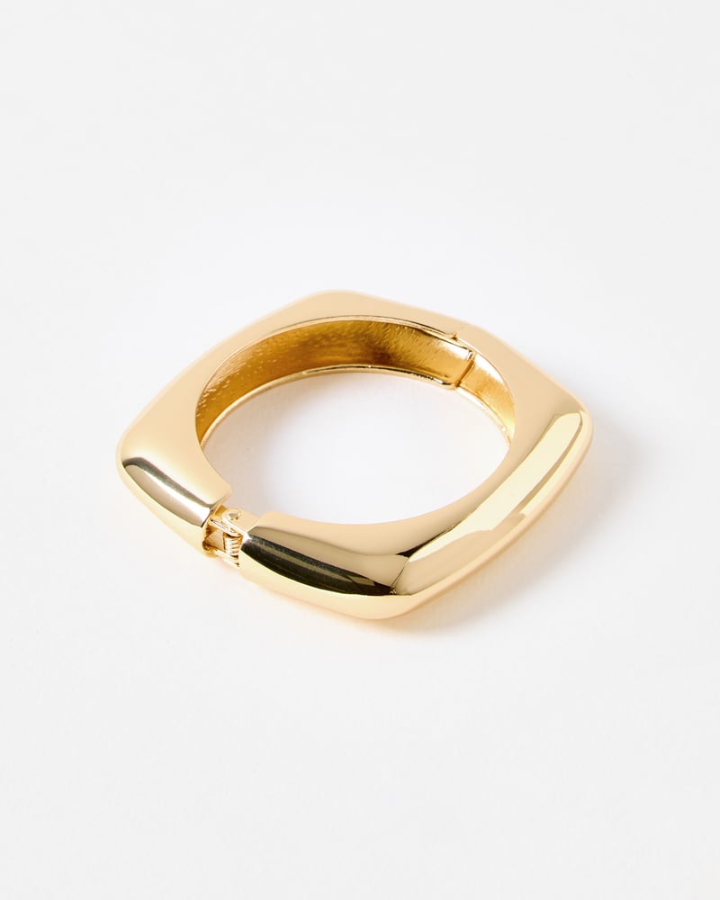Casey Shiny Gold Tone Square Bangle