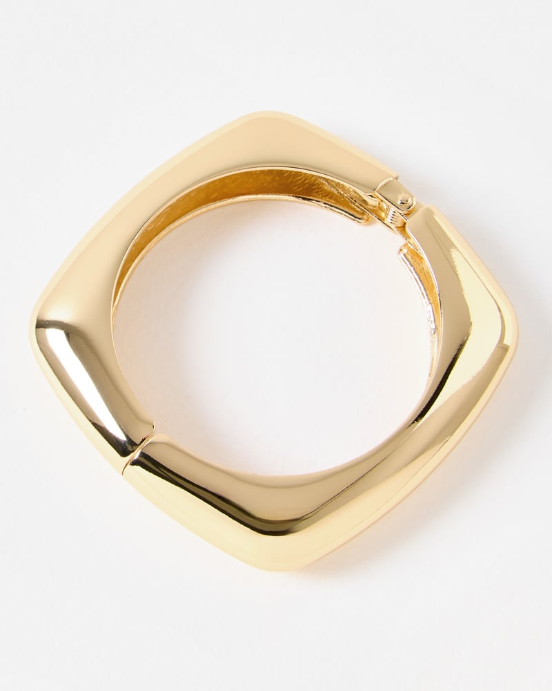 Casey Shiny Gold Tone Square Bangle