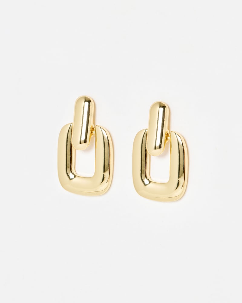 Bridey Gold Tone Rectangular Statement Earrings