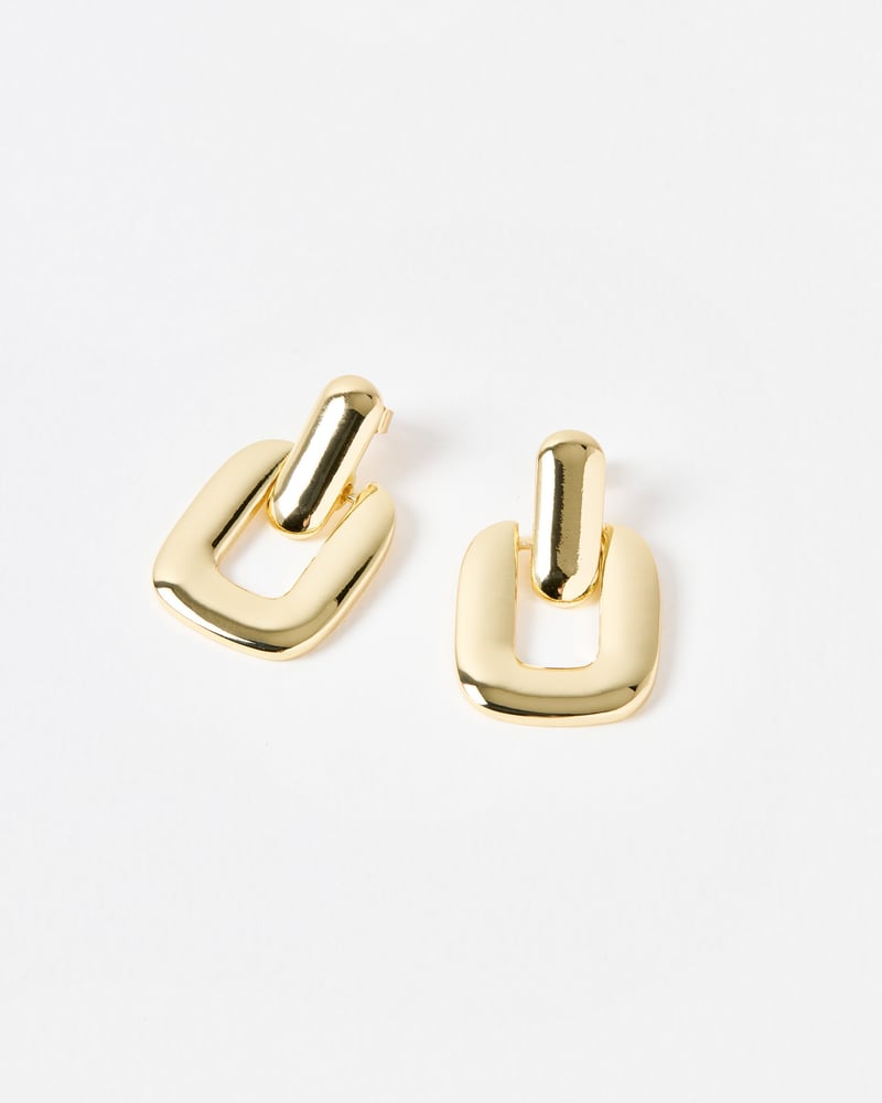 Bridey Gold Tone Rectangular Statement Earrings