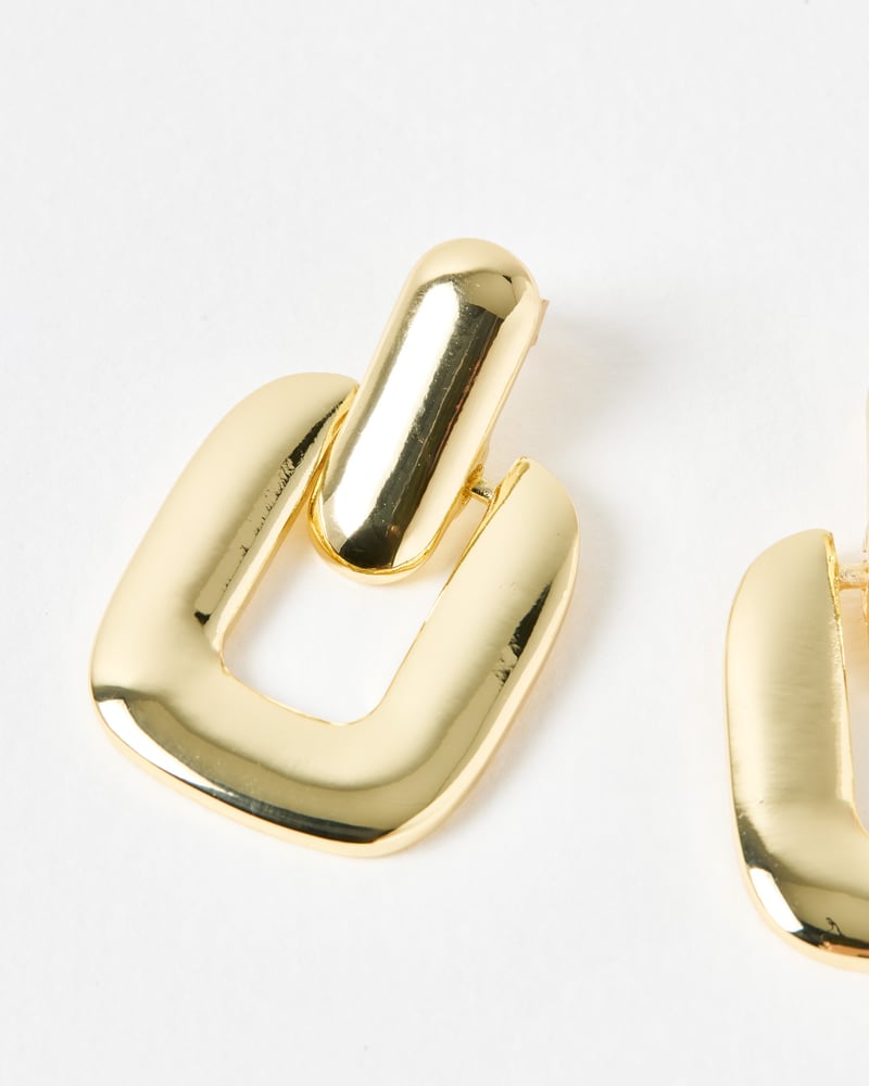 Bridey Gold Tone Rectangular Statement Earrings