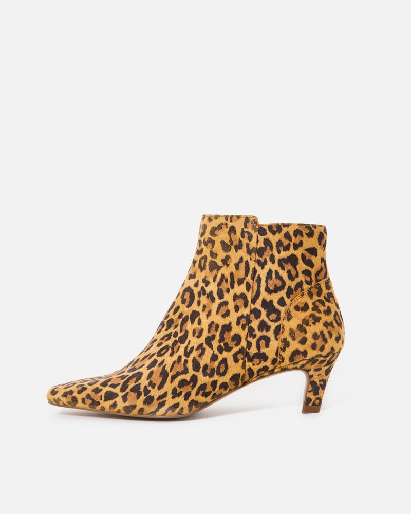 Leopard Print Suede Square Toe Heeled Ankle Boots
