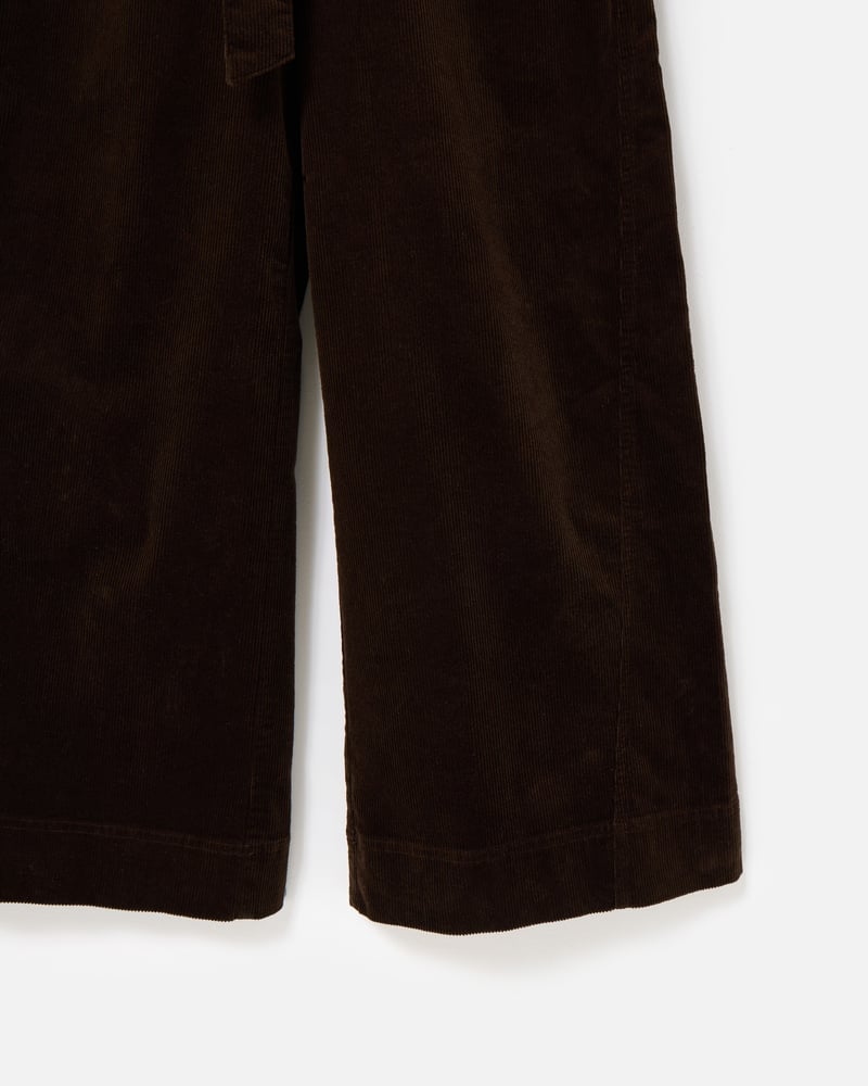 Chocolate Brown Corduroy V-Neck Tie Waist Jumpsuit