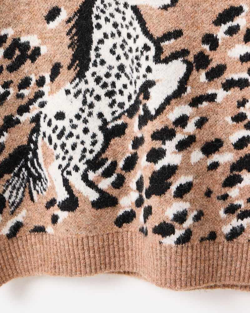Brown Horse Crew Neck Knitted Jumper