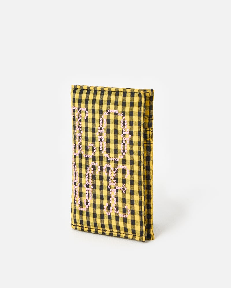 Yellow & Black Gingham Love Cross Stitch Card Holder