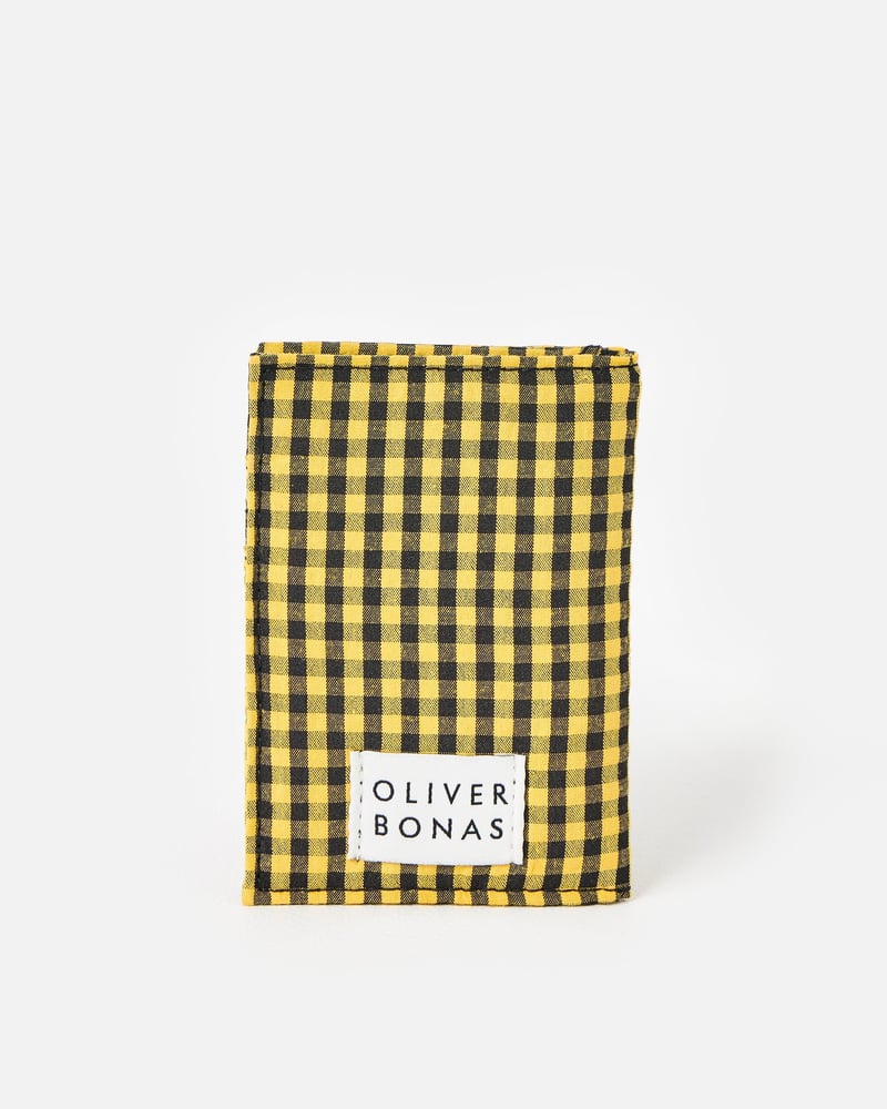 Yellow & Black Gingham Love Cross Stitch Card Holder