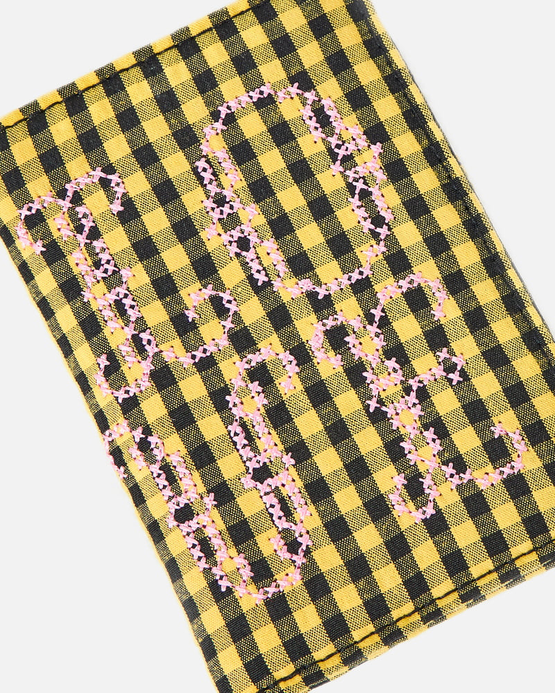 Yellow & Black Gingham Love Cross Stitch Card Holder