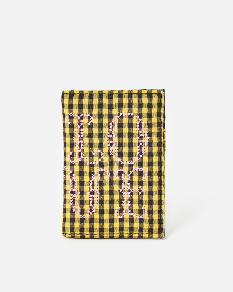 Yellow & Black Gingham Love Cross Stitch Card Holder