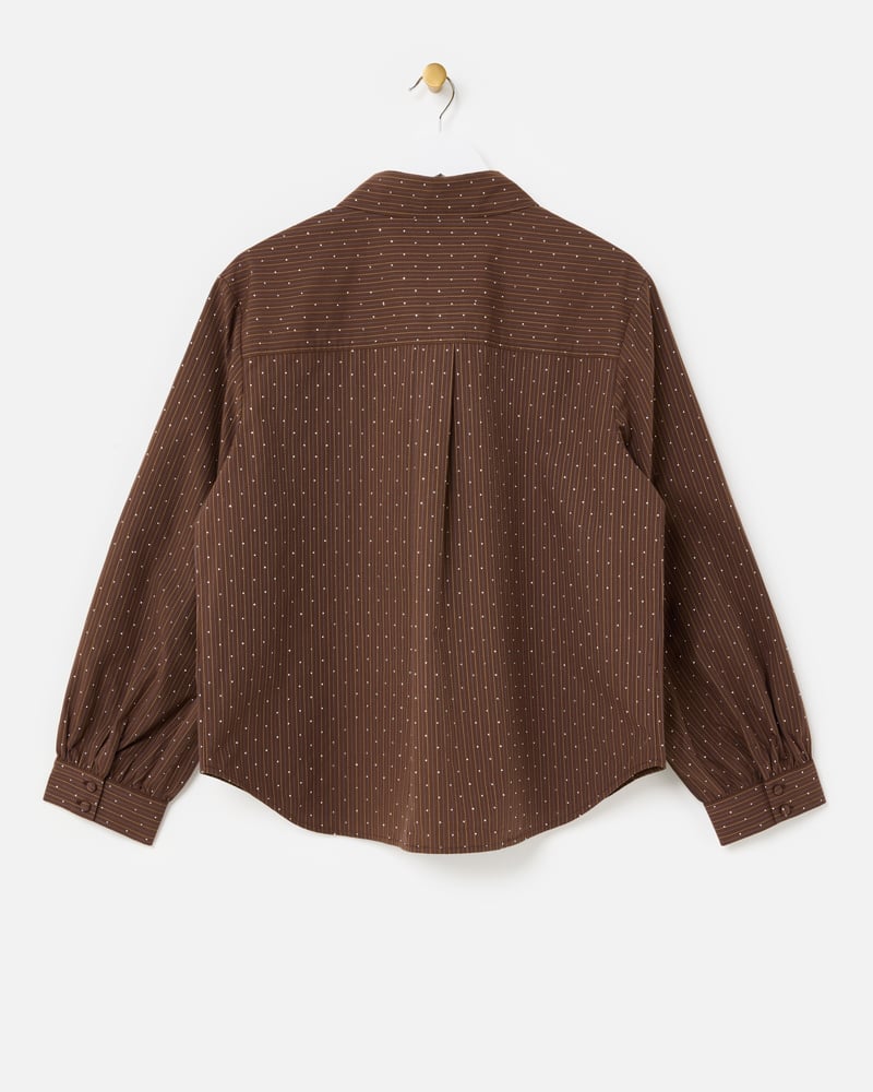 Chocolate Brown Striped Hot Fix Sparkle Shirt