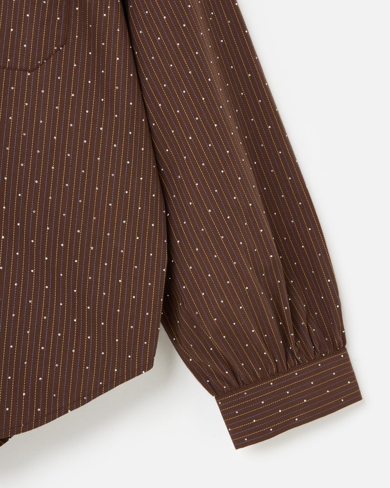 Chocolate Brown Striped Hot Fix Sparkle Shirt