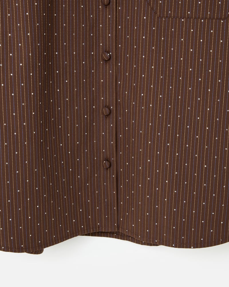 Chocolate Brown Striped Hot Fix Sparkle Shirt