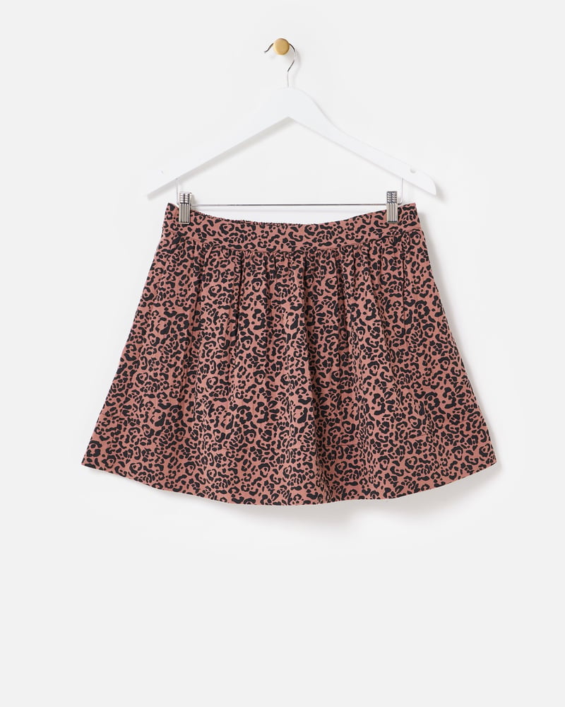 Brown Animal Print Jacquard Mini Skirt