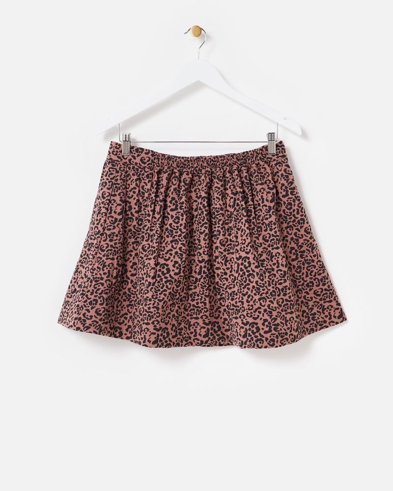 Brown Animal Print Jacquard Mini Skirt